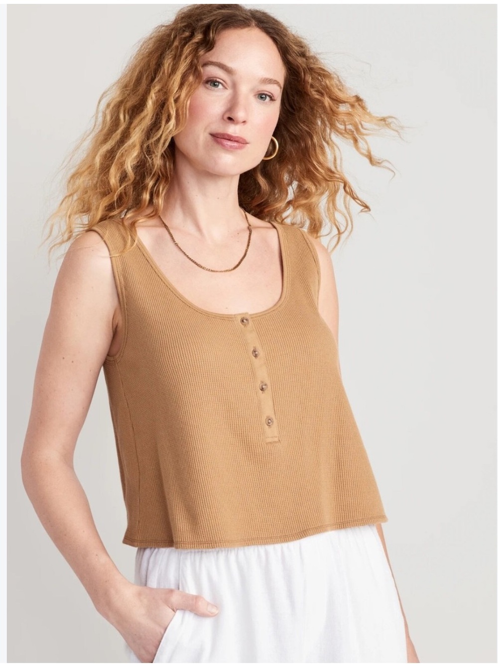 NWOT Henley Tank Top - Camel
